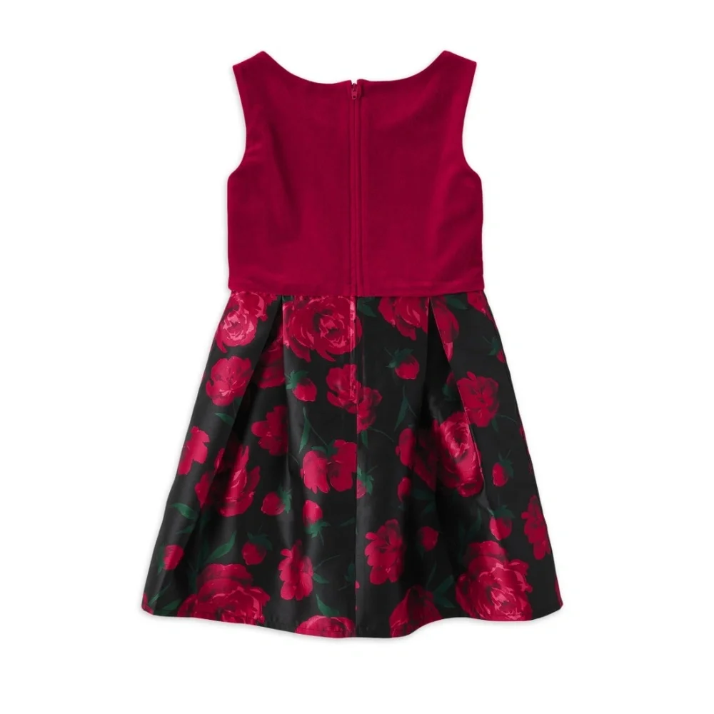 The Children’s Place Girls Red Velour Print Dress Size 12 NEW